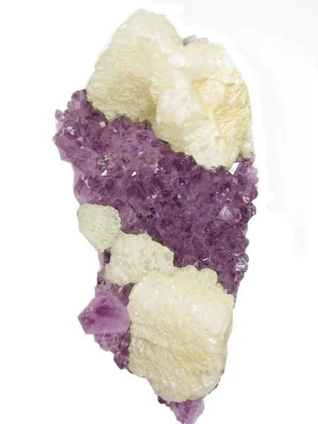 Amethyst geode with calcite geological crystals — Stock Photo, Image