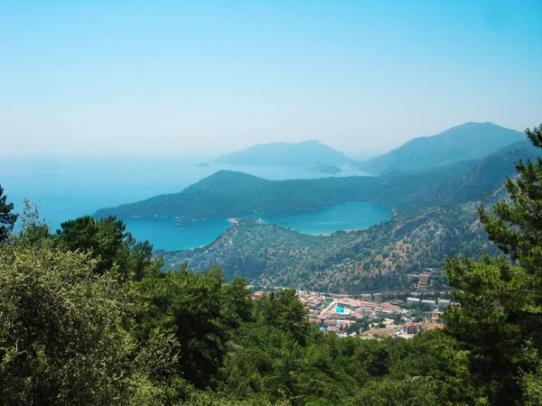 Panorama över Blå lagunen och stranden oludeniz Turkiet — Stockfoto