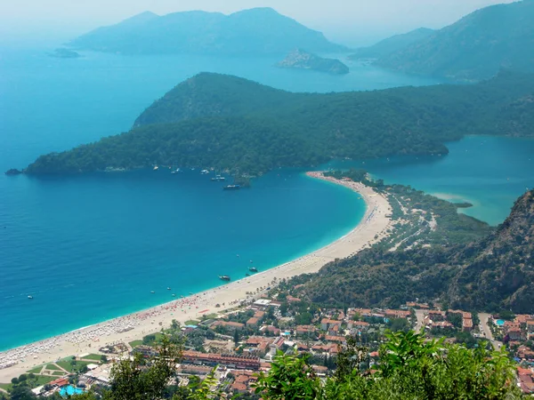 Panorama błękitne laguny i plaży oludeniz Turcja — Zdjęcie stockowe