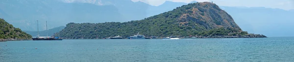 Panorama of coastline landscape of mediterranean sea turkey — Stock Photo, Image