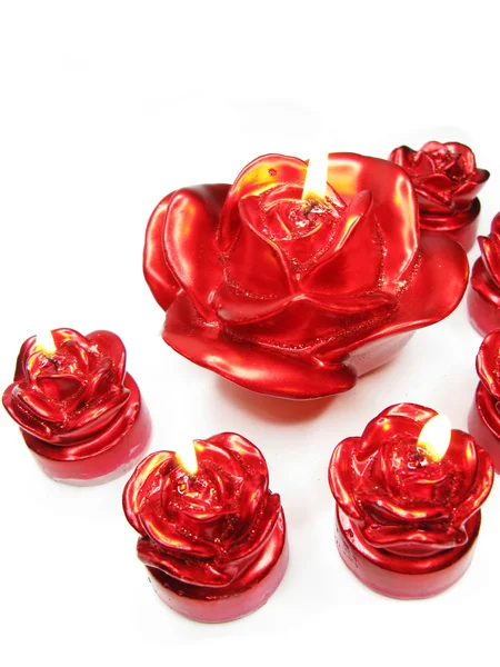 Scented spa velas definir rosa flores forma — Fotografia de Stock