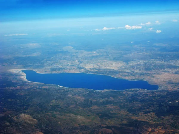 Earth view out of plane — Stock Photo, Image