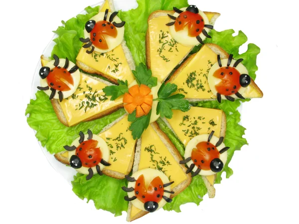 Δημιουργικά σάντουιτς λαχανικών με τυρί — Φωτογραφία Αρχείου