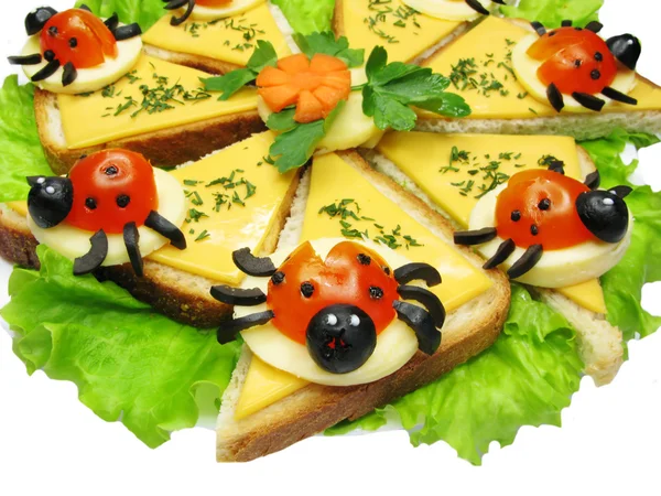 Creative vegetable sandwich with cheese — Zdjęcie stockowe