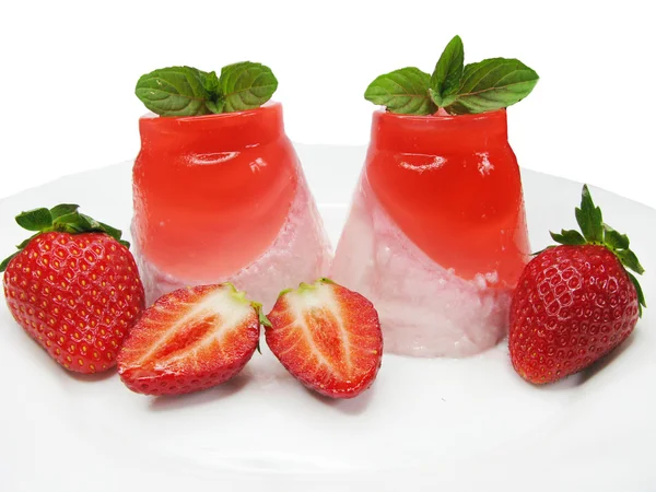 Postre de fruta de fresa con yogur —  Fotos de Stock