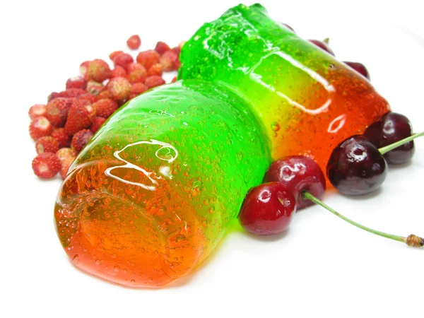 Dessert di gelatina di frutta con fragola di bosco — Foto Stock