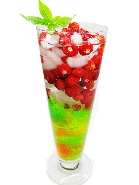 Fruit cocktail smoothie with wild strawberry — Stock Photo, Image