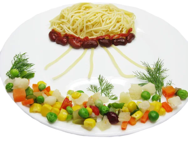 Creative pasta food sea world shape — Stock Photo, Image