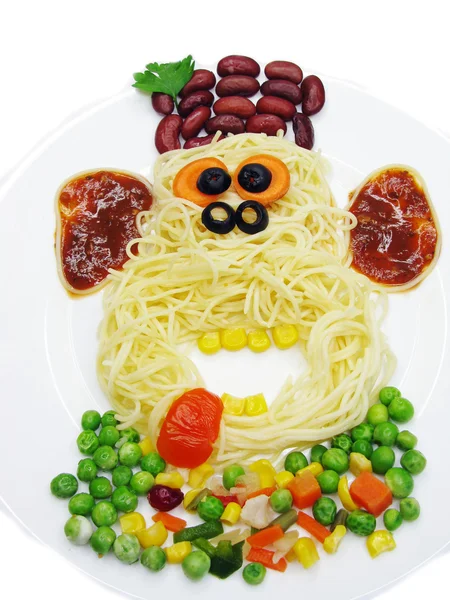 Creative pasta food monkey shape — Stock Photo, Image