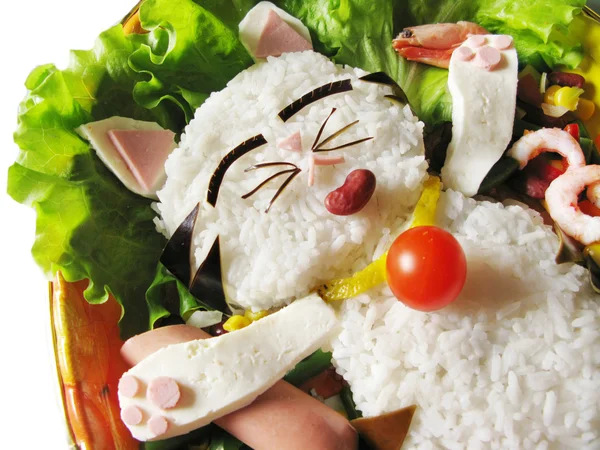 Cibo creativo farina di riso con verdure e gamberetti — Foto Stock