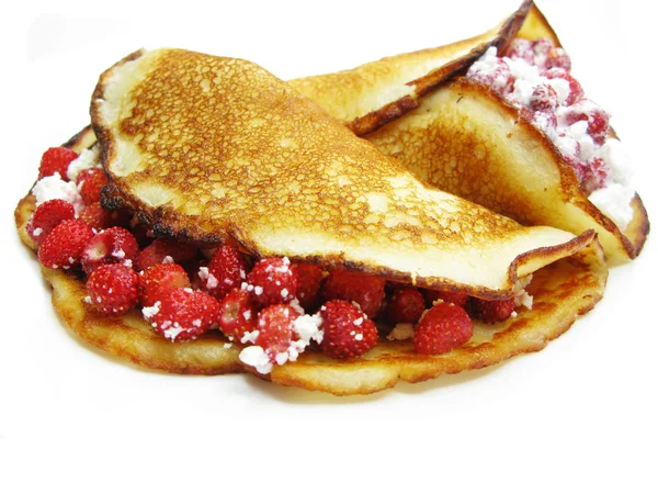 Manis pancake dengan liar stroberi buah jelly — Stok Foto