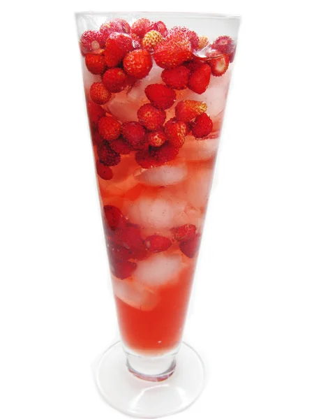 Fruit red punch cocktail drink with wild strawberry — Stock Photo, Image