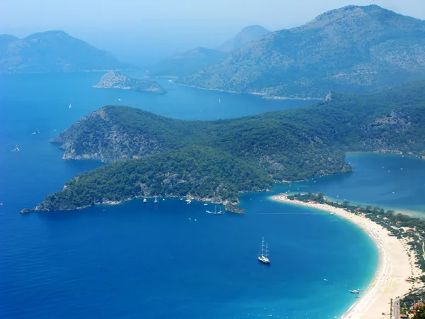 Mavi lagün ve beach Ölüdeniz Türkiye Panoraması — Stok fotoğraf