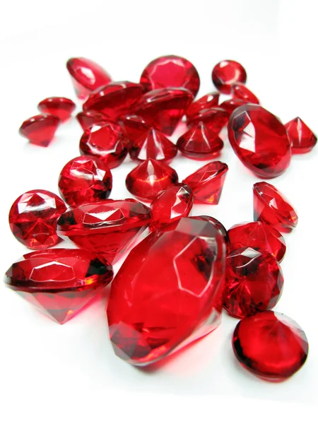 Červený drahokam ruby kameny krystaly — Stock fotografie