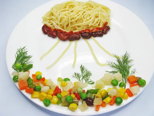 Kreativa pasta mat havet liv form — Stockfoto