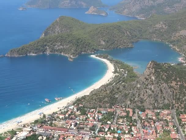 Panorama van oludeniz blauwe lagune strand Turkije — Stockvideo