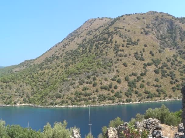 Panorama of mediterranean sea coast Turkey — Stock Video