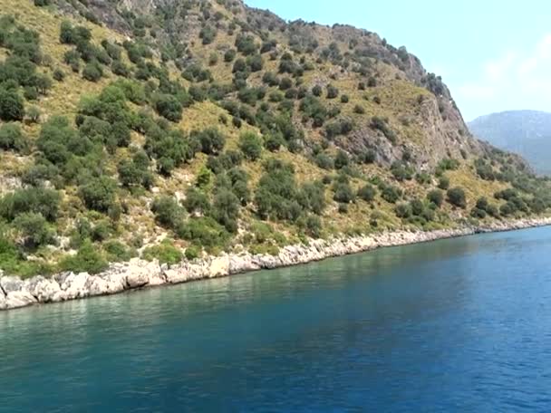Panorama Morza Śródziemnego wybrzeży Turcji — Wideo stockowe