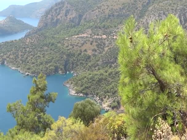 Panorama of mediterranean sea coast Turkey — Stock Video