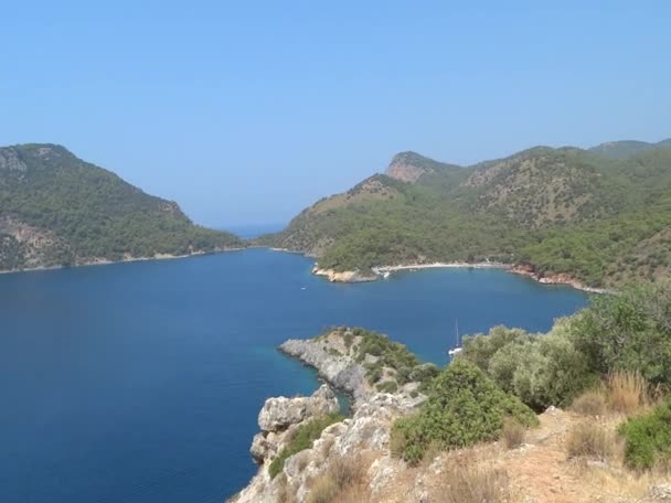 Panorama över Medelhavet kust Turkiet — Stockvideo