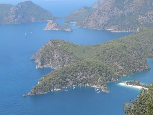 Panorama of oludeniz blue lagoon beach turkey — Stock Video