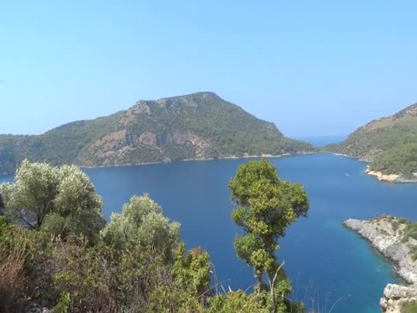 Panorama of mediterranean sea coast Turkey — Stock Video