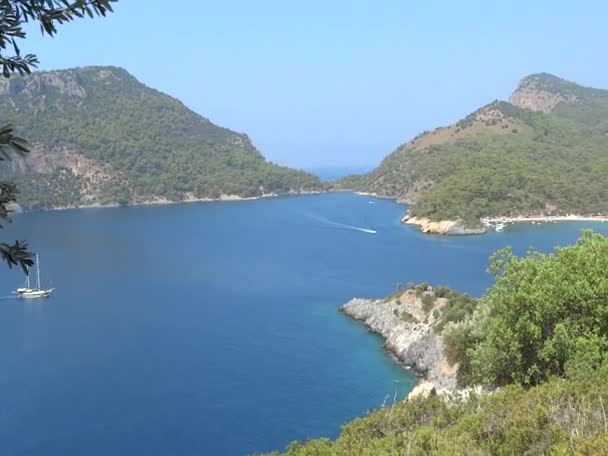 Panorama of mediterranean sea coast Turkey — Stock Video