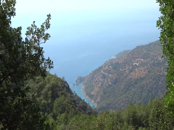 Středozemní moře krajina pohled kabak bay beach Turecko — Stock video