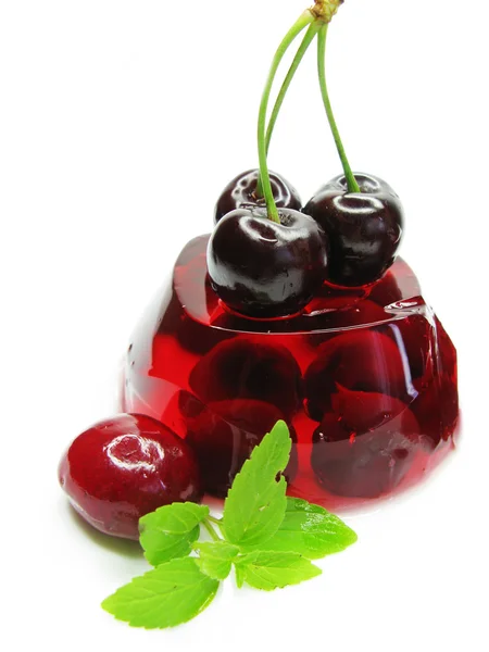 Buah jelly dessert dengan cherry — Stok Foto