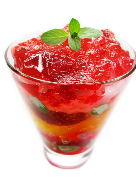 Erdbeerfrucht-Dessert mit Joghurt — Stockfoto