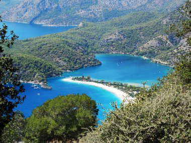 panorama of blue lagoon and beach oludeniz turkey clipart