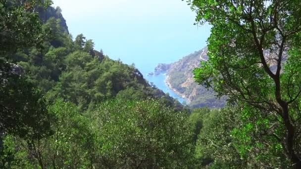 Mittelmeer Meer Landschaft Blick auf Strand Kabak Bucht Türkei — Stockvideo