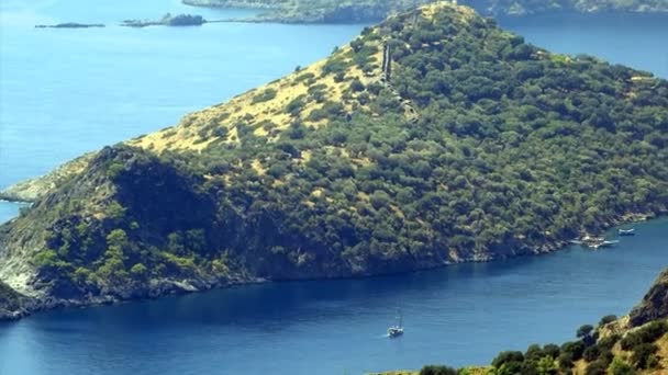 Krajobraz linia brzegowa Morze Śródziemne Turcji — Wideo stockowe