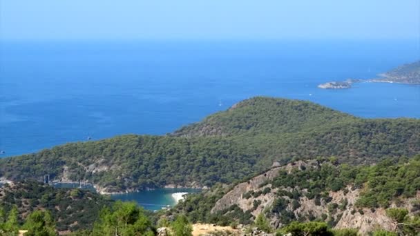 Krajobraz linia brzegowa Morze Śródziemne Turcji — Wideo stockowe