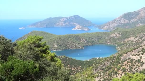 Panorama błękitne laguny i plaży oludeniz Turcja — Wideo stockowe