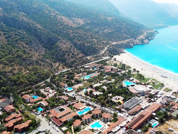 A kék lagúna és a strand oludeniz Törökország panoráma — Stock Fotó