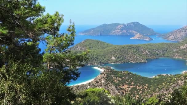 Panorama błękitne laguny i plaży oludeniz Turcja — Wideo stockowe