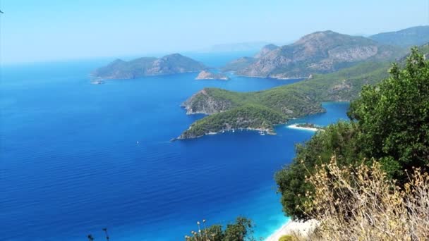 Panorama of coastline landscape of mediterranean sea turkey — Stock Video