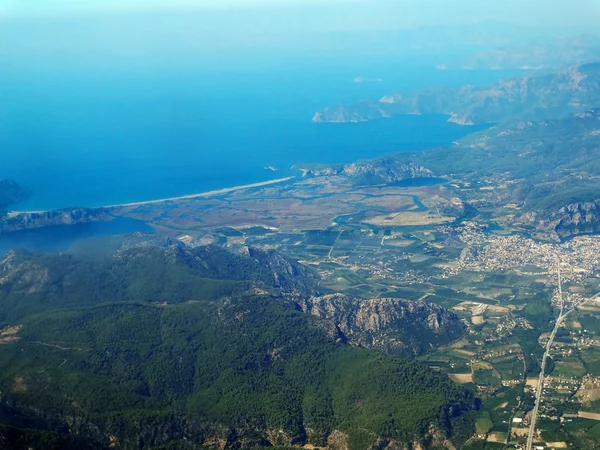 Earth view out of plane — Stock Photo, Image