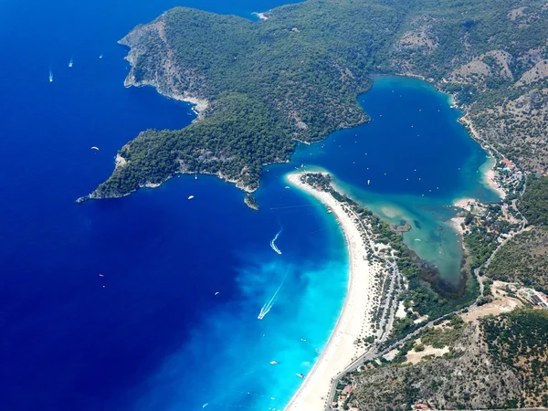 Panorama błękitne laguny i plaży oludeniz Turcja — Zdjęcie stockowe