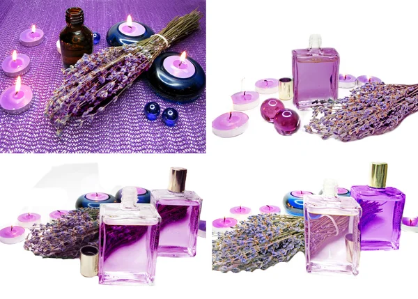 Spa candles and lavender — Stock Photo, Image
