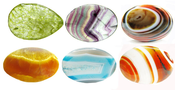 semiprecious crystals geological minerals set