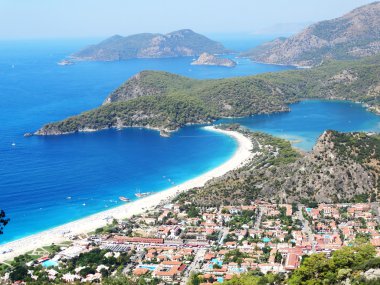 panorama of blue lagoon and beach oludeniz turkey clipart
