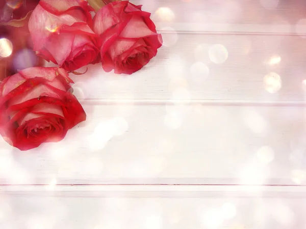 Amore San Valentino Con Rose Rosse Fiori Sfondo Lucido — Foto Stock