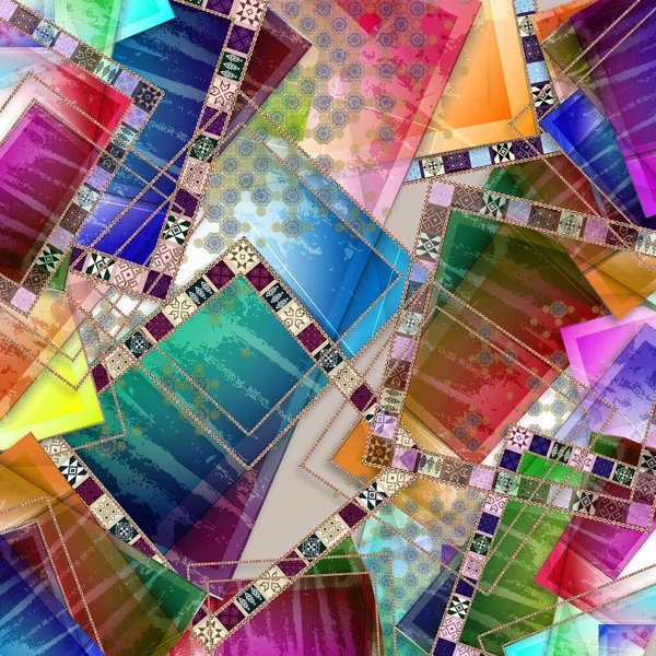 Farbenfroher Antiker Seidenschal Mit Abgenutztem Papier Und Stoffstruktur — Stockfoto