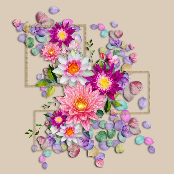 Soyut bahar çiçeği ve renkli ipek eşarp tasarımı