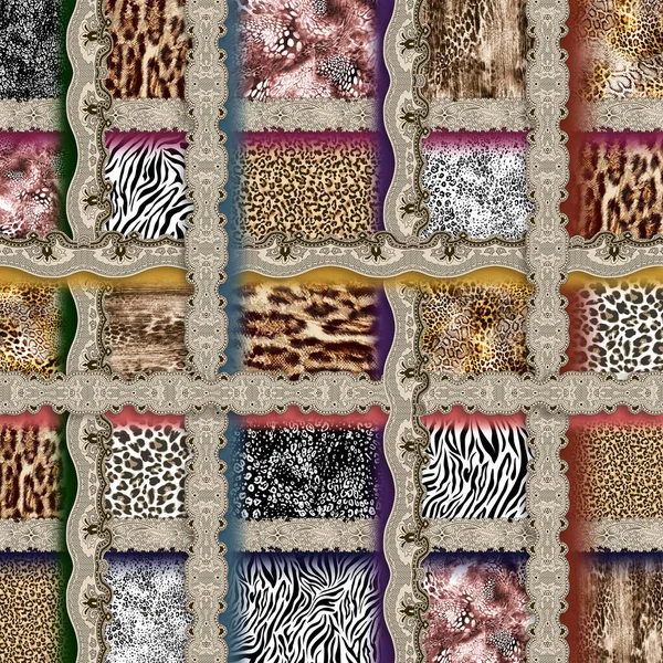 hayvan derisi motif kumaş dokusu renkli geometrik ipek eşarp tasarımı