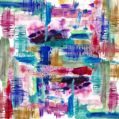 renkli suluboya ipek eşarp geometrik tasarımı