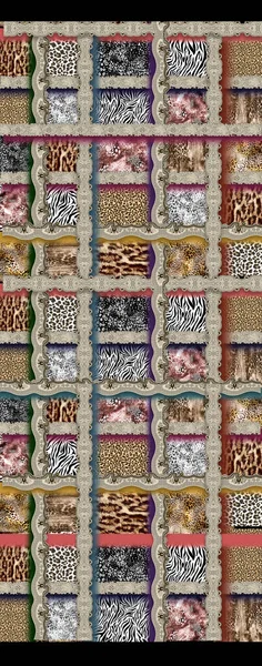 Animal Pele Motivo Tecido Textura Colorido Geométrico Seda Cachecol Design — Fotografia de Stock