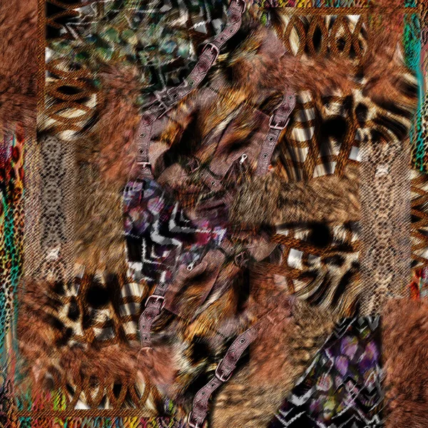 hayvan derisi motif kumaş dokusu renkli geometrik ipek eşarp tasarımı